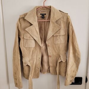 Atmosphere Tan Suede Belted Trench Jacket